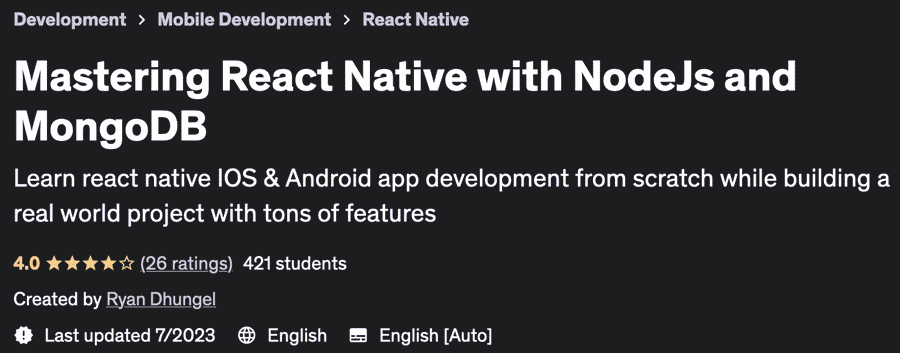 Mastering React Native with NodeJs and MongoDB