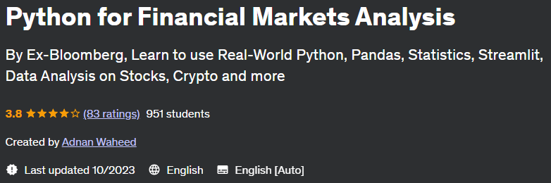 Python for Financial Markets Analysis