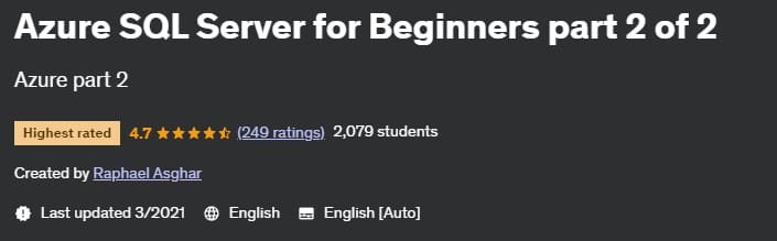 Azure SQL Server for Beginners part 2 of 2