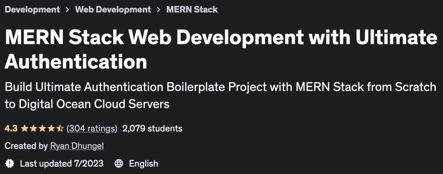 MERN Stack Web Development with Ultimate Authentication