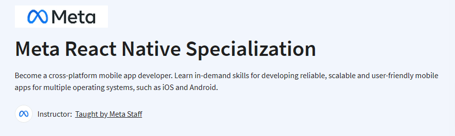 Meta React Native Specialization
