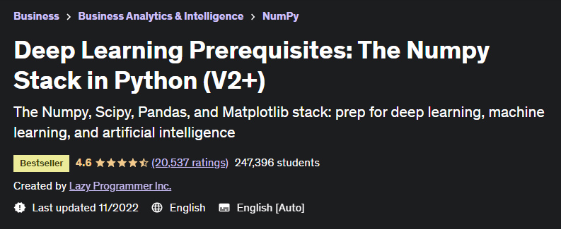 Deep Learning Prerequisites: The Numpy Stack in Python (V2+)