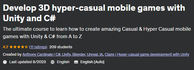 Develop 3D hyper-casual mobile games with Unity and C#