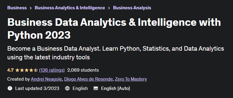 Business Data Analytics & Intelligence with Python 2023