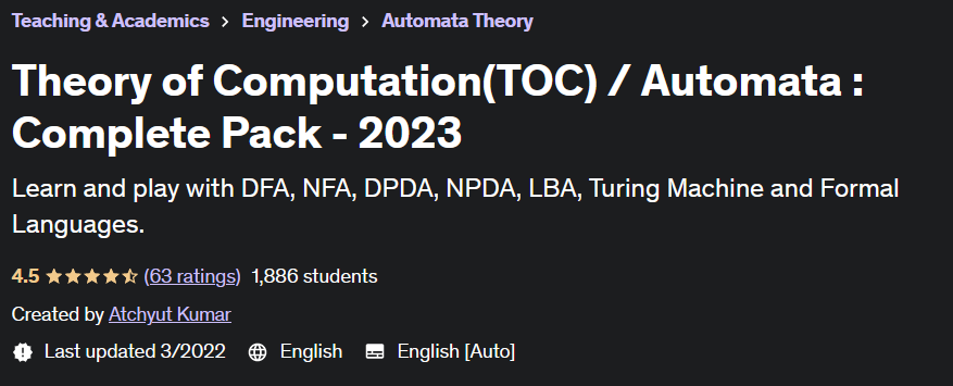 Theory of Computation (TOC) / Automata Complete Pack