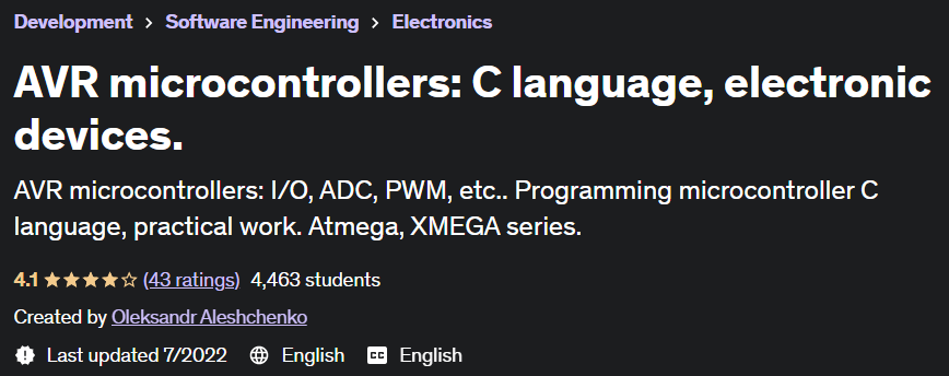 AVR microcontrollers: C language, electronic devices