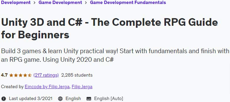 Unity 3D and C# - The Complete RPG Guide for Beginners