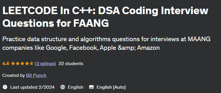 LEETCODE In C++: DSA Coding Interview Questions for FAANG