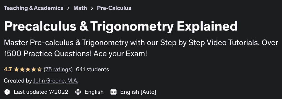 Precalculus & Trigonometry Explained