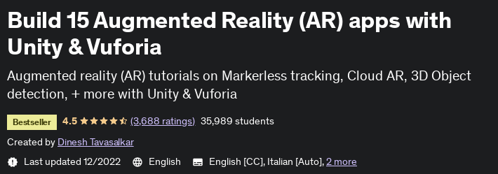 Build 15 Augmented Reality (AR) apps with Unity & Vuforia