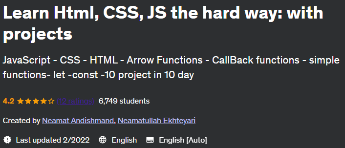 Learn Html, CSS, JS the hard way: with projects