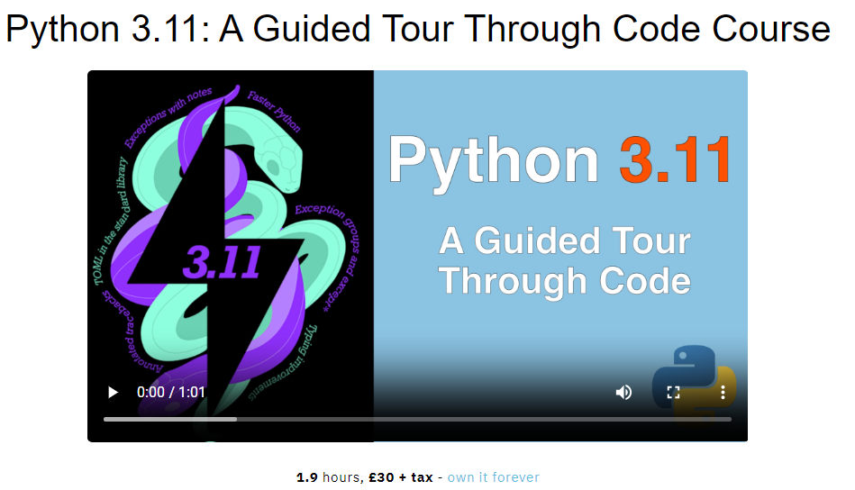 Python 3.11: A Guided Tour Through Code Course