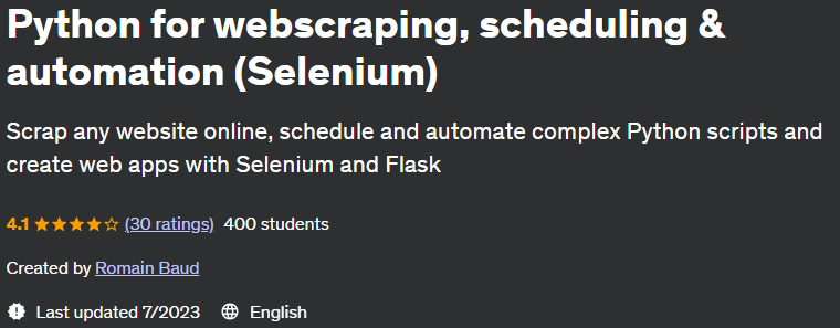 Python for webscraping, scheduling & automation (Selenium)