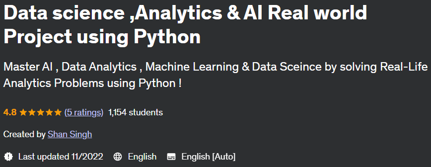 Data science, Analytics & AI Real world Project using Python