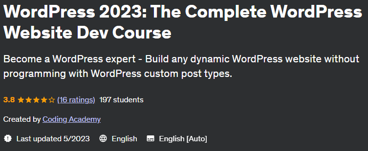 WordPress 2023: The Complete WordPress Website Dev Course