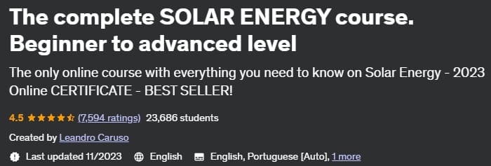 The complete SOLAR ENERGY course.  Beginner to advanced level