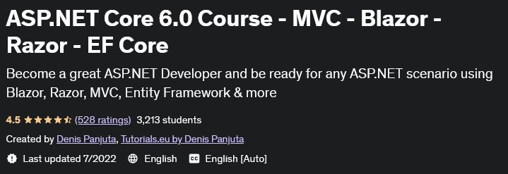 ASP.NET Core 6.0 Course - MVC - Blazor - Razor - EF Core