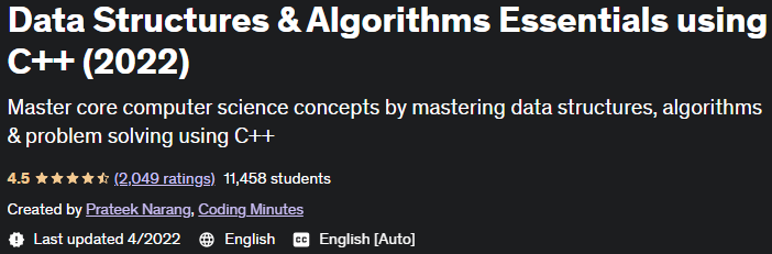 Data Structures & Algorithms Essentials using C++ (2022)