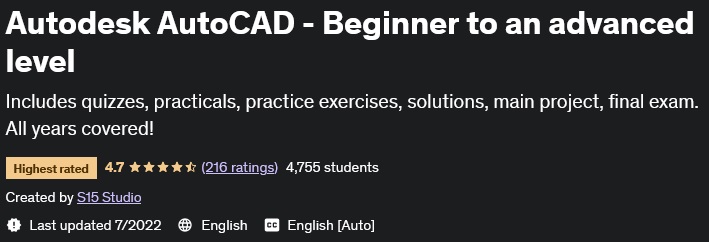 Autodesk AutoCAD - Beginner to an advanced level