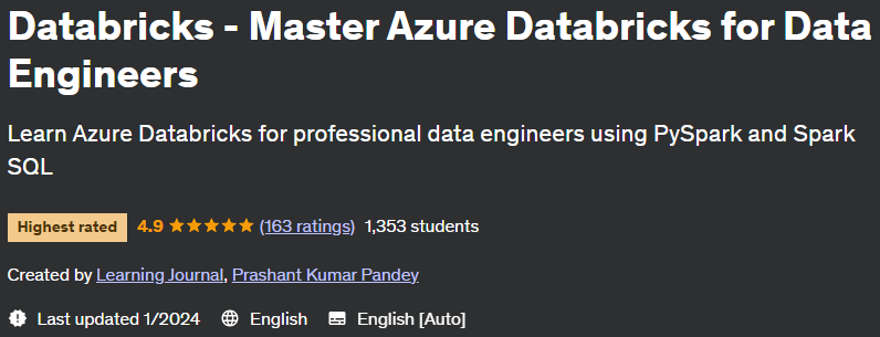 Databricks - Master Azure Databricks for Data Engineers