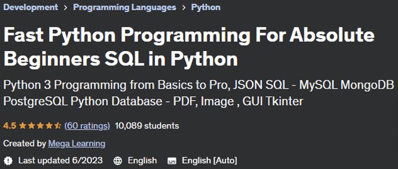 Fast Python Programming For Absolute Beginners SQL in Python