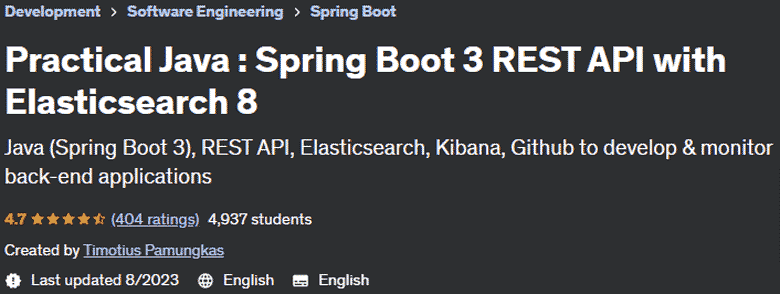 Practical Java: Spring Boot 3 REST API with Elasticsearch 8