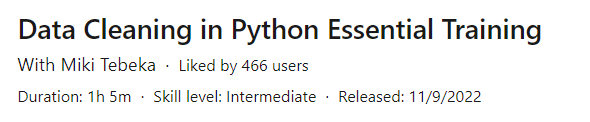 Data Cleaning in Python Essential Training