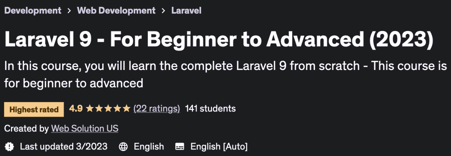 Laravel 9 - For Beginner to Advanced (2023)