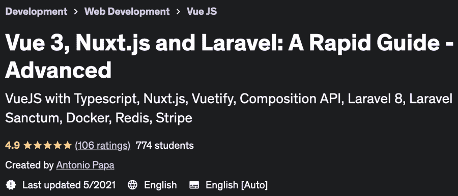 Vue 3, Nuxt.js and Laravel: A Rapid Guide - Advanced