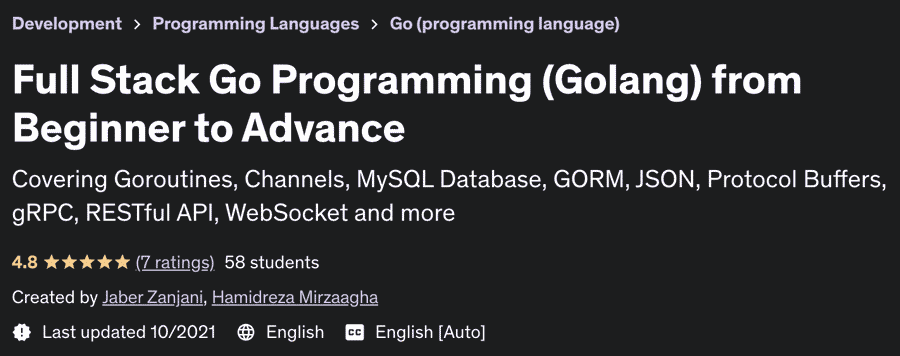 Full Stack Go Programming (Golang) from Beginner to Advance