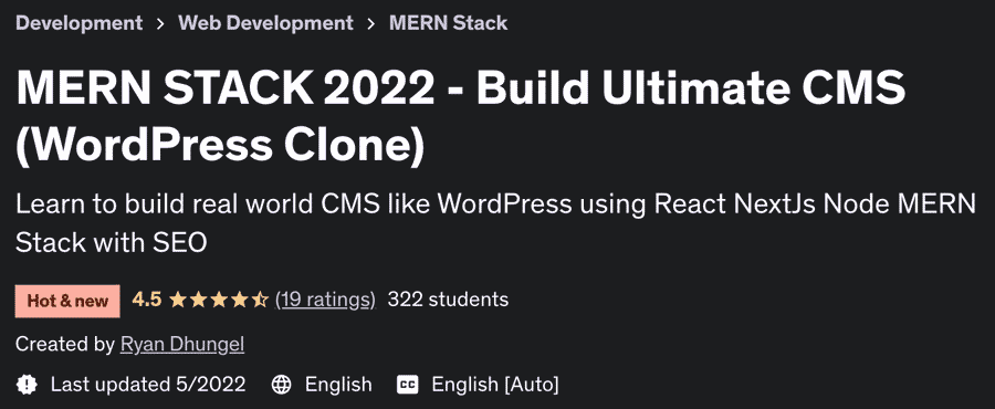 MERN STACK 2022 - Build Ultimate CMS (WordPress Clone)