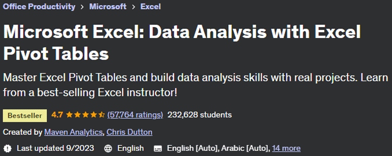 Microsoft Excel: Data Analysis with Excel Pivot Tables