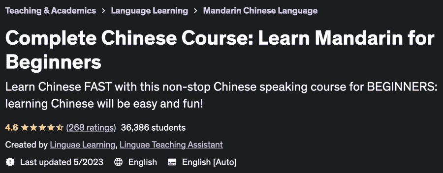 Complete Chinese Course: Learn Mandarin for Beginners