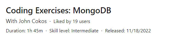 Coding Exercises: MongoDB