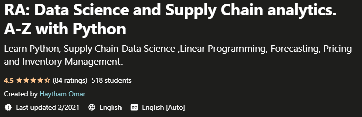 RA Data Science and Supply Chain analytics AZ with Python