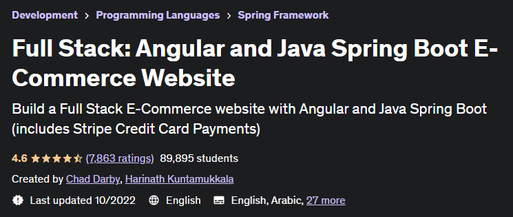 Full Stack Angular and Java Spring Boot E-Commerce Website