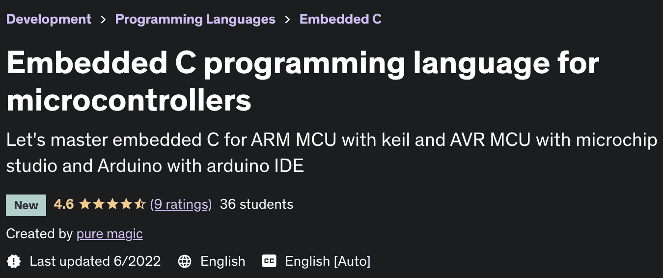 Embedded C programming language for microcontrollers