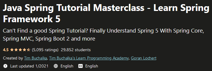 Java Spring Tutorial Masterclass - Learn Spring Framework 5