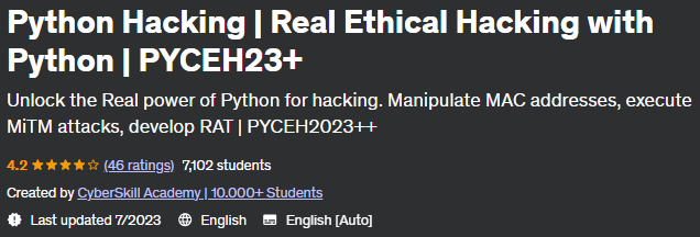 Python Hacking |  Real Ethical Hacking with Python  PYCEH23+