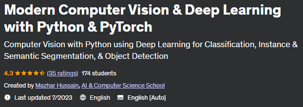 Modern Computer Vision & Deep Learning with Python & PyTorch