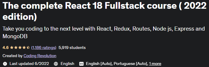 The complete React 18 Fullstack course (2022 edition)