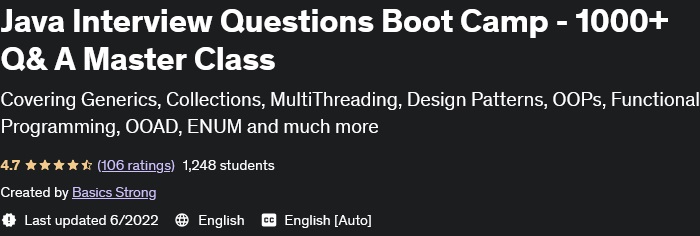 Java Interview Questions Boot Camp - 1000+ Q&A Master Class