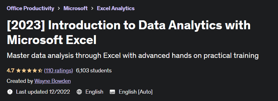 Introduction to Data Analytics with Microsoft Excel