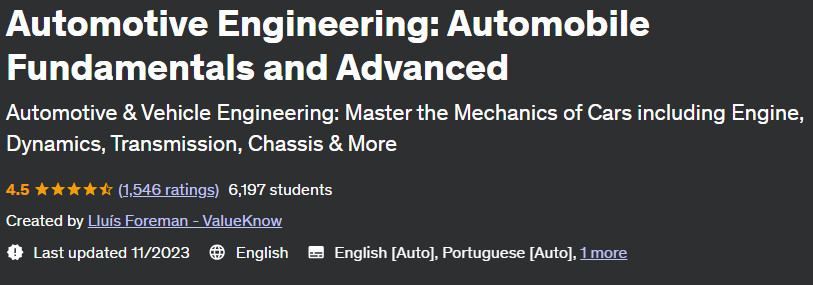 Automotive Engineering: Automobile Fundamentals and Advanced