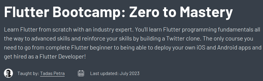 Flutter Bootcamp: Zero to Mastery