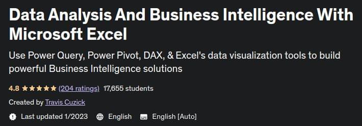 Data Analysis And Business Intelligence With Microsoft Excel