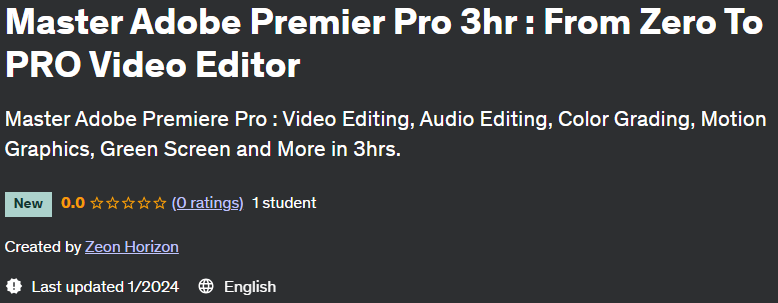 Master Adobe Premier Pro 3hr: From Zero To PRO Video Editor