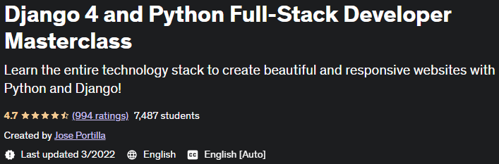 Django 4 and Python Full-Stack Developer Masterclass