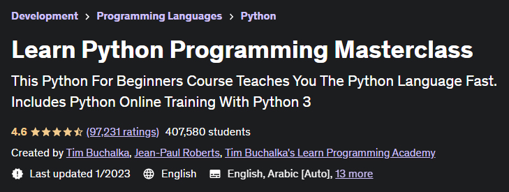 Learn Python Programming Masterclass