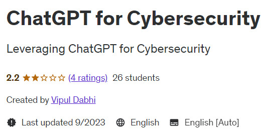 ChatGPT for Cybersecurity